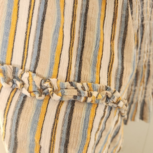 Angie Striped Smocked Peasant Boho Blouse Size Medium Milkmaid - Picture 5 of 15